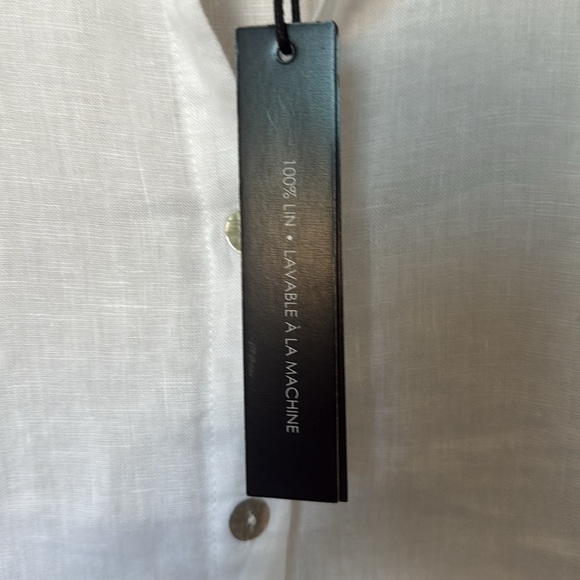 Nicole Miller White 100% Linen Button Down Shirt Short Sleeveless Loose Fit Sz S - Picture 4 of 12